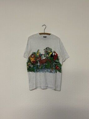 Vintage 1991 Signal Sports Habitat Rainforest Nature AOP Graphic Shirt Size L